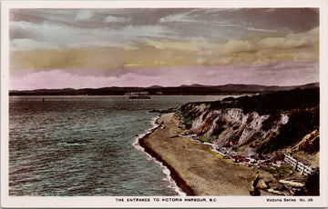 Victoria BC Entrance to Harbour Dallas Road area Spalding RPPC Postcard 