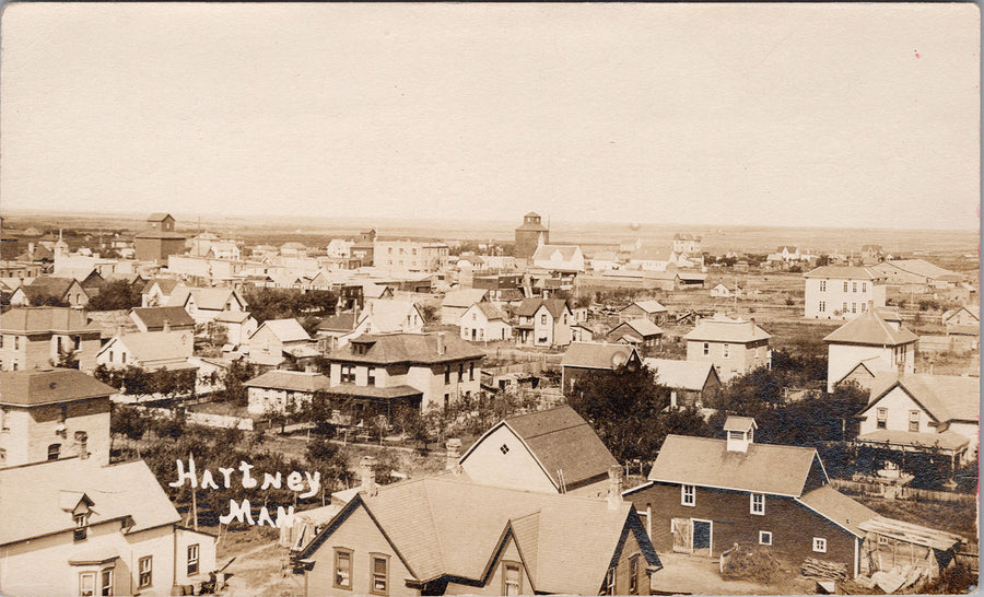 Hartney Manitoba MB Birdseye View Unused 1910s RPPC Postcard 