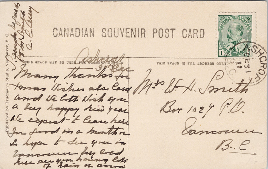 Cantilever Bridge Fraser River Canyon BC British Columbia c1911 Trueman's Studio Postcard SP16