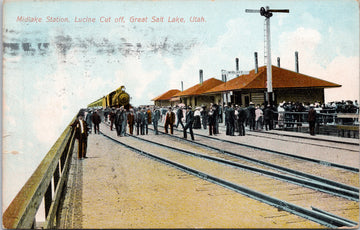 Midlake Train Station Lucine Cut Off Great Salt Lake UT Utah Postcard 