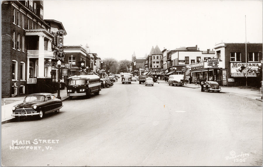 Main Street Newport Vermont VT c1950s RPPC Postcard