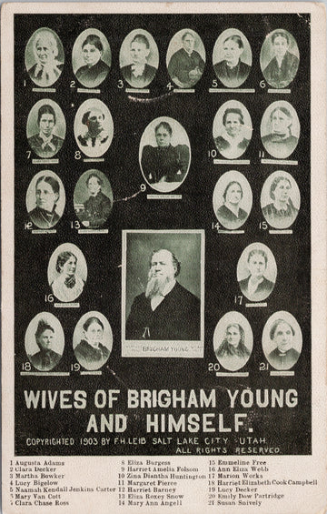 Wives of Brigham Young and Himself Salt Lake City Utah UT Unused FH Leib Postcard