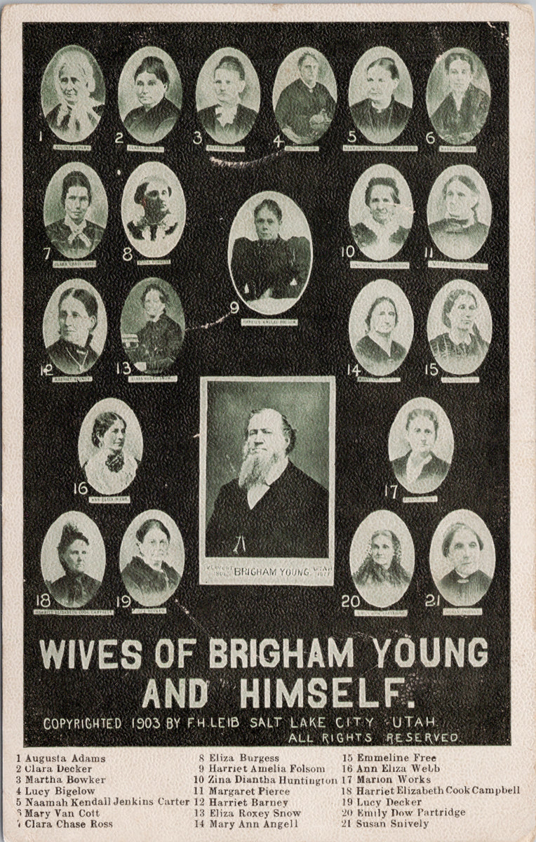 Wives of Brigham Young and Himself Salt Lake City Utah UT Unused FH Leib Postcard