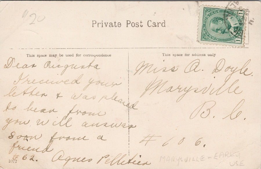 Flight of International Limited Train Grand Trunk Railway c1909 Marysville BC Split Ring Cancel Postcard SP16