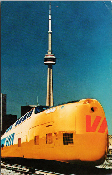 Via Rail Turbo Train Toronto Ontario CN Tower Unused Postcard