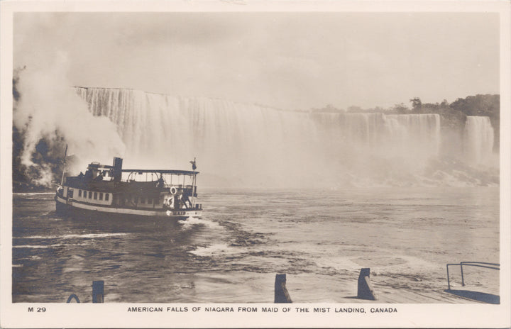 American Falls Niagara Falls ON  Maid of The Mist Landing Leslie RPPC Postcard 