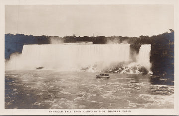 American Falls Niagara Falls ON  Maid of The Mist FH Leslie RPPC Postcard 