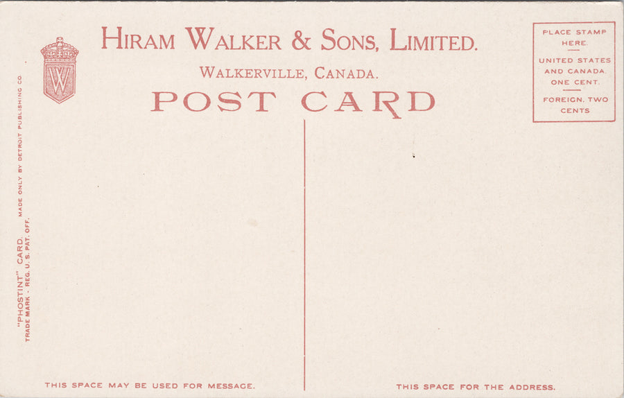 Hiram Walker & Sons Kildare Road Walkerville Ontario ON Home of Canadian Club Whisky Advertising Postcard SP16