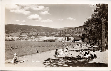 Penticton BC Bathing Beaches British Columbia Sunderwood's RPPC Postcard