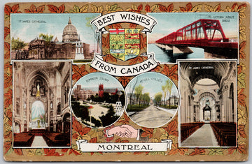 Montreal Quebec Best Wishes from Canada Multiview QC Postcard 