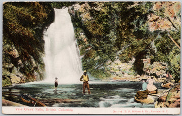 Yale Creek Falls BC British Columbia Fishing c1907 Hibben Postcard 