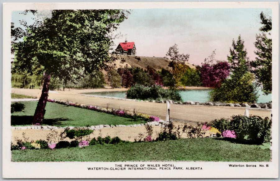 Prince of Wales Hotel Waterton Glacier Int Peace Park Alberta RPPC Postcard 