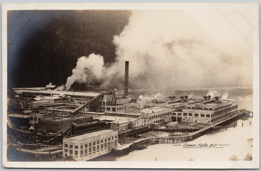 Paper Mill Ocean Falls BC British Columbia Unused Gowen Sutton RPPC Postcard 