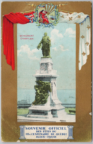 Monument Champlain Quebec Ter-Centenary Celebration 1908 Canada Postcard