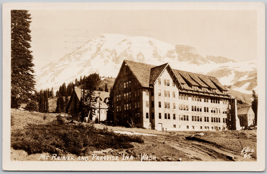 Paradise Inn Mt Rainier WA Washington USA 1940s Ellis RPPC Postcard