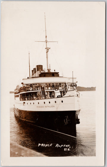 SS 'Princess Kathleen' Passenger Ship at Prince Rupert BC British Columbia Unused Unique RPPC Postcard