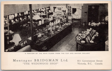 Victoria BC Montague Bridgman Ltd Wedgwood Shop Interior 'English China' Advertising Postcard