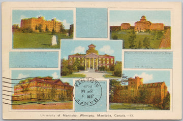 University of Manitoba Winnipeg Manitoba MB Canada 1940s Postcard 