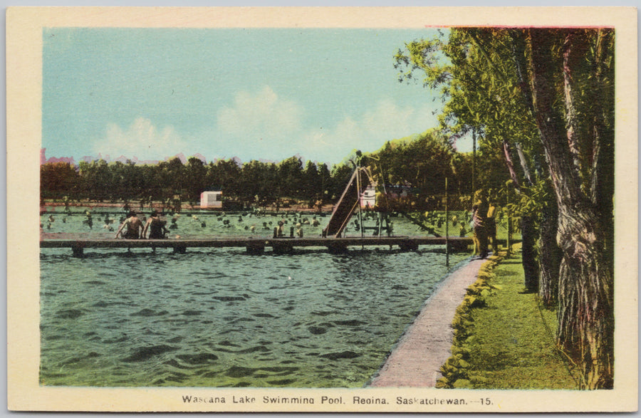 Wascana Lake Swimming Pool Saskatchewan SK Sask Unused PECO Postcard