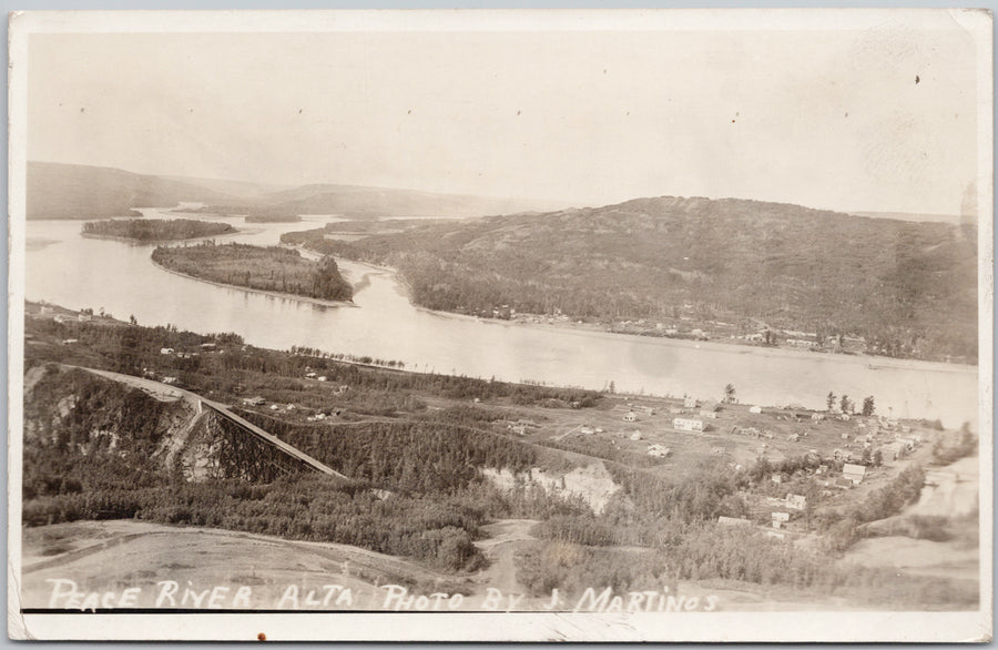 Peace River Alberta AB Birdseye J. Martinos RPPC Postcard