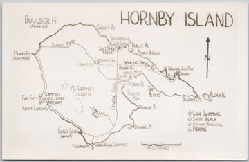 Map of Hornby Island BC British Columbia Canada Unused RPPC Postcard 