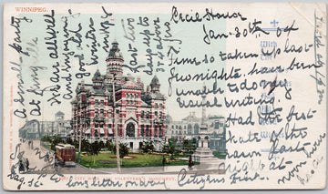 Winnipeg MB City Hall & Volunteer's Monument Postcard