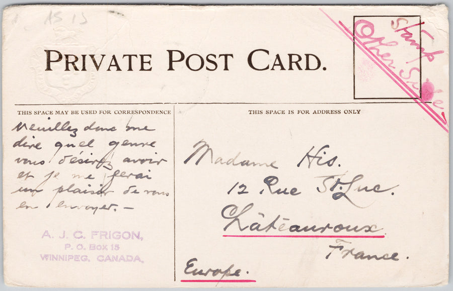 Winnipeg MB City Hall & Volunteer's Monument Canada Patriotic #72 MacFarlane Embossed c1904 Postcard SP16 *as is