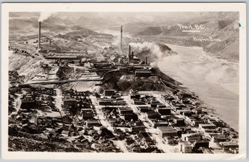 Trail BC British Columbia Smelter Birdseye Canada c1940 Hughes Bros RPPC Postcard 