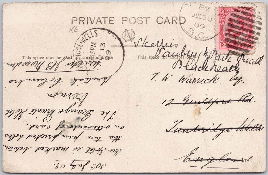 Vernon BC British Columbia Birdseye Smith Bros c1909 Postcard SP16 *as is