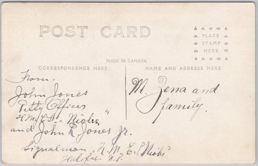 HMCS Niobe Halifax NS Portrait of Petty Officer John Jones & Signalman John Jones Jr RPPC Postcard SP16