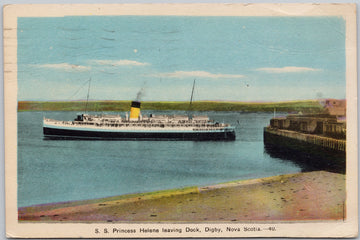 SS 'Princess Helene' Digby NS Nova Scotia Canada 1940s Peco Postcard 