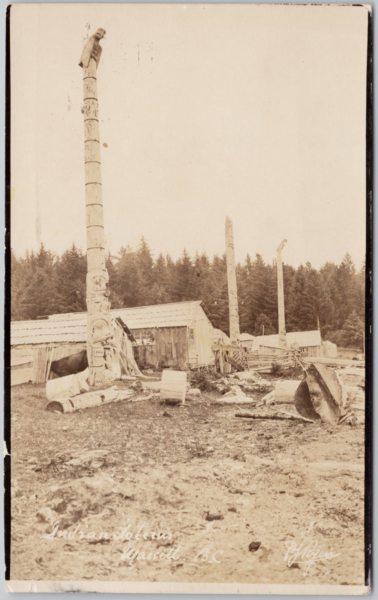 Massett BC Totem Poles Haida Gwaii Canada 1923 RPPC Postcard SP16 *as is