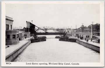 Welland Ontario Lock Gates Opening Ship Canal Canada Unused FH Leslie Postcard