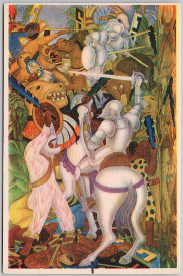 Mexico Palacio de Cortes-Cuernavaca Scene from The Conquest Diego Rivera Artist Postcard 