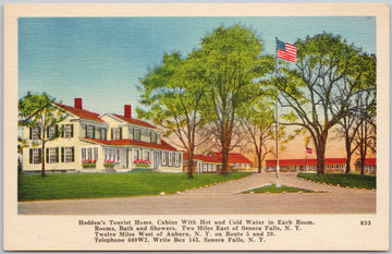 Seneca Falls NY Hedden's Tourist Home Cabins New York Vintage Linen Postcard 