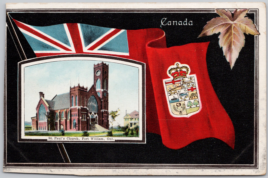 Fort William Ontario St Paul's Church Canada Patriotic Postcard 