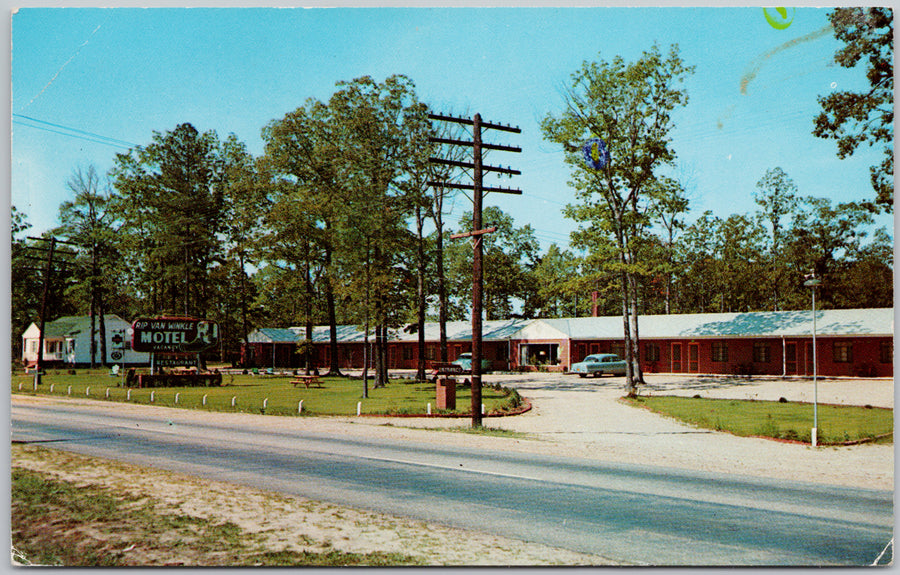 Rip Van Winkle Motel Sanford NC North Carolina Vincent Massey Stamp Postcard