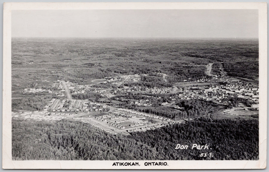 Atikokan Ontario ON Aerial Rainy River District Unused RPPC Postcard 