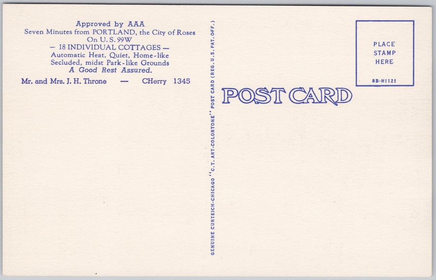 Twin Cedars Motel Portland Hotel Oregon OR USA Unused Linen Postcard SP16