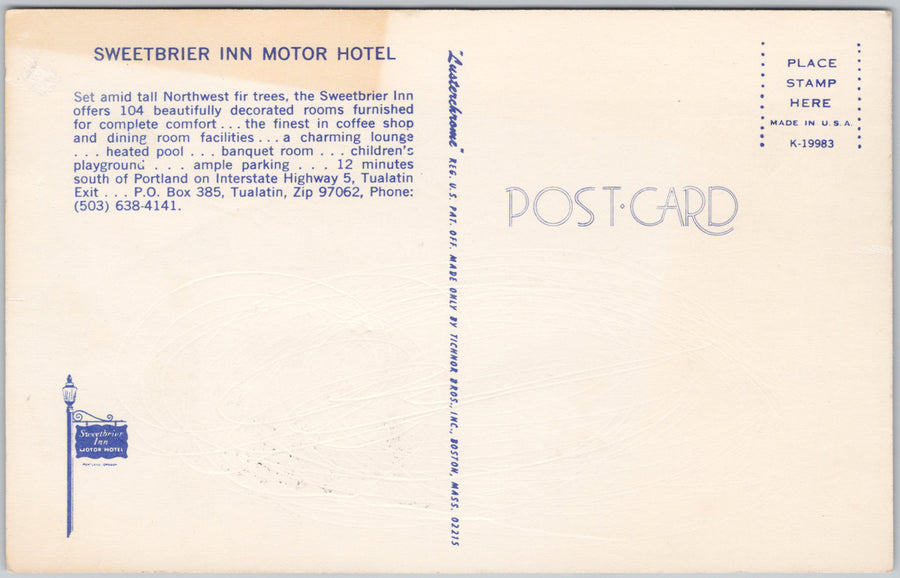Sweetbrier Inn Motor Hotel Tualatin Oregon OR Motel USA Vintage Postcard SP16
