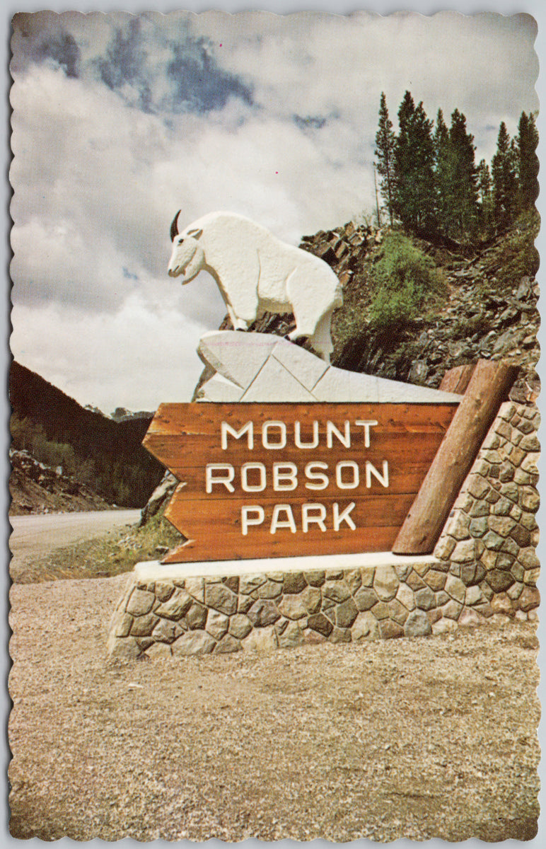 Mount Robson Park Sign British Columbia Postcard