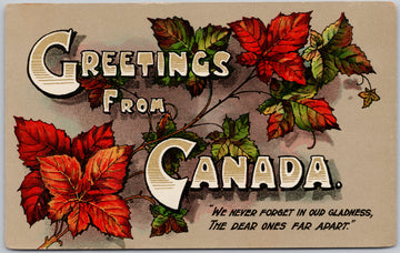 Greetings from Canada Maple Leaf Patriotic Unused National Series Postcard