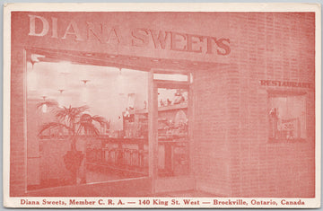 Diana Sweets Brockville Ontario ON Member CRA Advertising Unused Postcard 