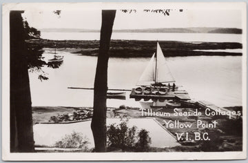 Tillicum Seaside Cottages Yellow Point BC Vancouver Island 1950 RPPC Postcard 