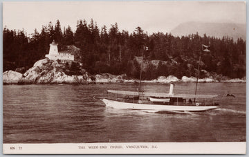 The Week-end Cruise Vancouver BC British Columbia Point Atkinson Lighthouse Boat Boating Unused RPPC Postcard