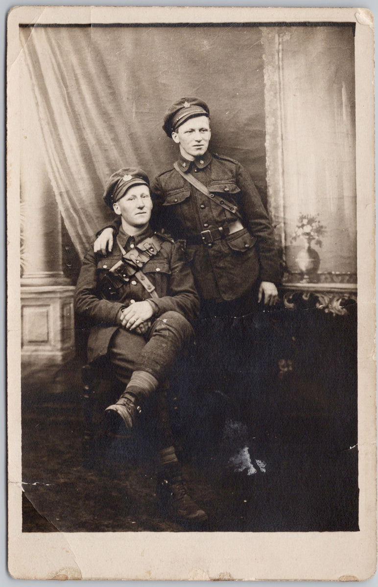 WW1 Canadian Soldiers George & Gordon Howarth RCE RCASC Canada Military Barlin France RPPC Postcard 