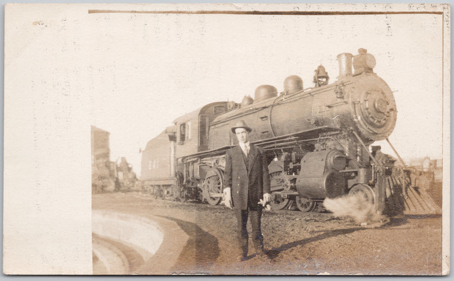 Inspector Ball CPR Locomotive Engine Train Unused RPPC Postcard