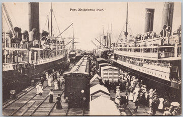 Port Melbourne Pier Australia Steamships Postcard