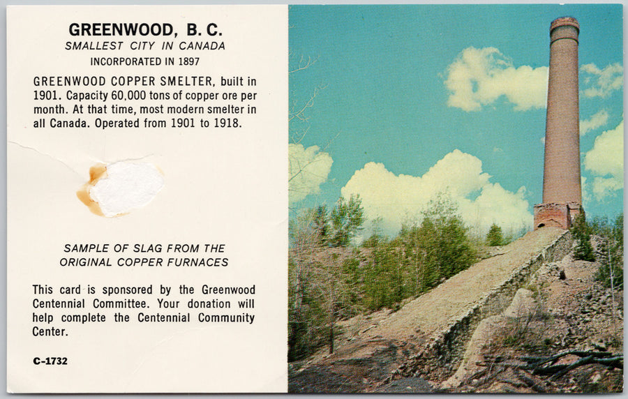 Greenwood BC Copper Smelter Postcard 