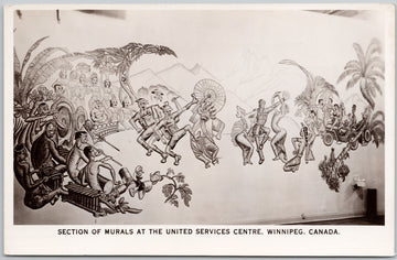 Winnipeg Manitoba Section of Mural at United Services Centre RPPC Postcard 